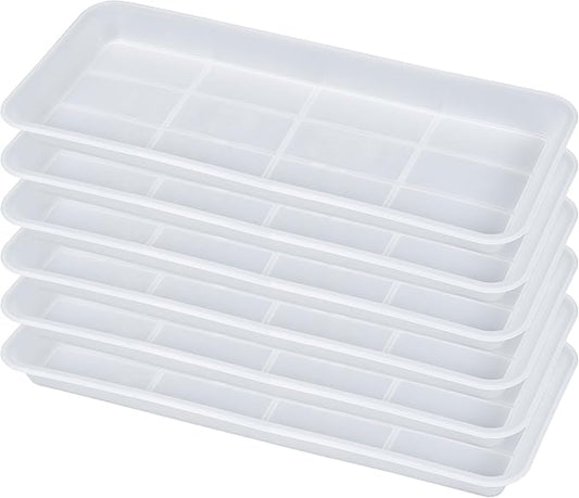 6 Pack Plastic Plant Saucer, Rectangular, Indoors Outdoor, Drip Tray for Flower Pot, Windowsill (6 X 11 Inch, Clear)