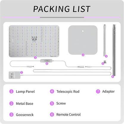 BESTVA 48W Grow Lights for Indoor Plants with Stand, Full Spectrum LED Plant Light for Indoor Plants,12-59 Inches Height Adjustable Growing Lamp with Auto On/Off Timer 4H/8H/12H, 4 Dimmable Brightness