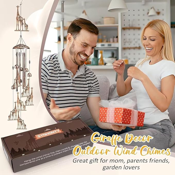 Giraffe Wind Chimes for Outside,Gardening Gifts for Giraffe Lover，Women，Men，Mom，Birthday Party Decorations,Memorial Gifts,Wind Chimes Outdoors，Indoors,Room,Home,Wall,Garden,Patio,Yard Decor