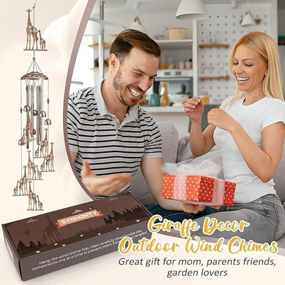 Giraffe Wind Chimes for Outside,Gardening Gifts for Giraffe Lover，Women，Men，Mom，Birthday Party Decorations,Memorial Gifts,Wind Chimes Outdoors，Indoors,Room,Home,Wall,Garden,Patio,Yard Decor