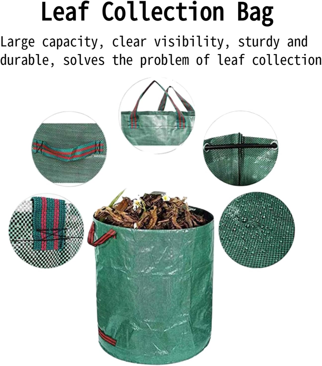 Reusable Lawn and Leaf Bag, 32 Gallon Heavy Duty Yard Waste Bag with 4 Handles, Collapsible Garden Bag for Leaves, Grass Clippings, Lawn Trash, Compost & Outdoor Storage