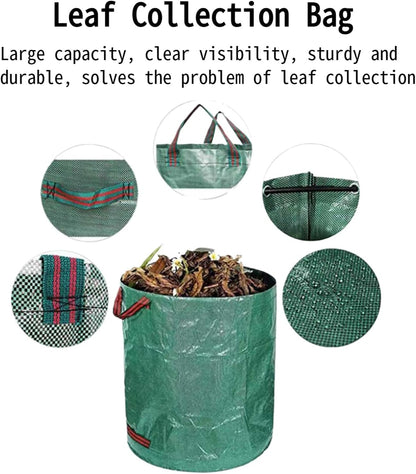 Reusable Lawn and Leaf Bag, 32 Gallon Heavy Duty Yard Waste Bag with 4 Handles, Collapsible Garden Bag for Leaves, Grass Clippings, Lawn Trash, Compost & Outdoor Storage