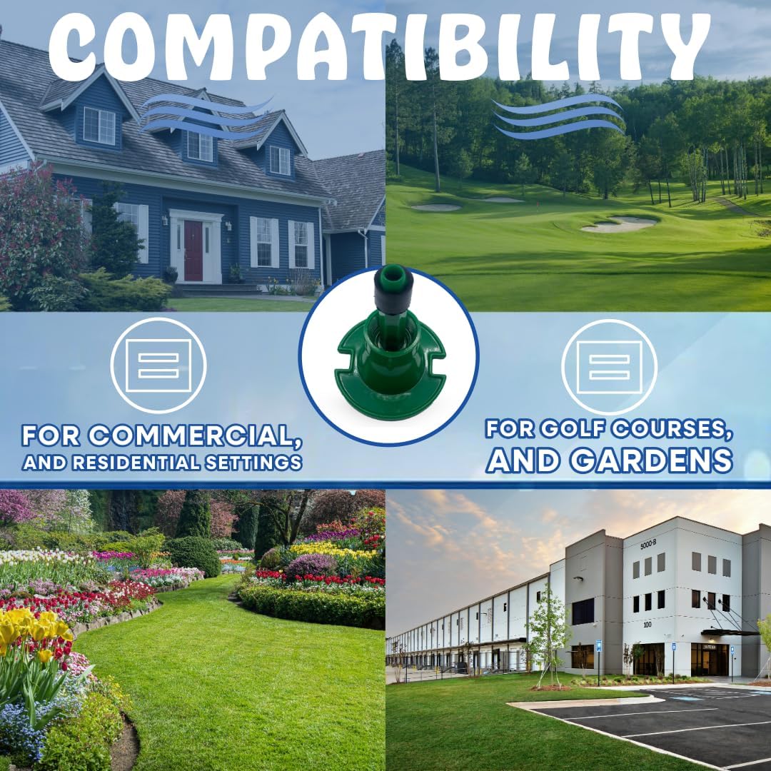 Poolzilla (10 Pack) Plastic Pop-Up Flush Head Sprinkler with Brass Full Pattern Spray Nozzle - Compatible with Flush Heads from Orbit, and Other Major Brands - 1-½’’ Inch Pop-Up Height