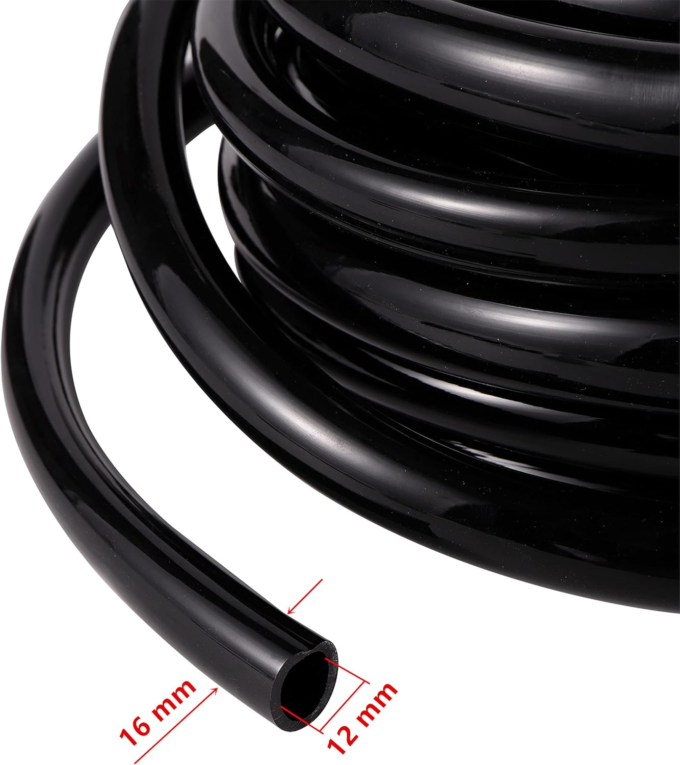 52 FT 1/2”PVC Garden Irrigation Tubing Hose（OD:16mm,ID:12mm),1/2 inch Drip Irrigation Tubing Main Line Hose Tube with Drip Irrigation Fitting Connector for Garden Watering Drip Irrigation System