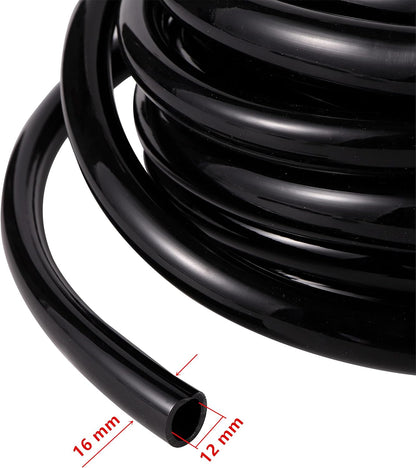 52 FT 1/2”PVC Garden Irrigation Tubing Hose（OD:16mm,ID:12mm),1/2 inch Drip Irrigation Tubing Main Line Hose Tube with Drip Irrigation Fitting Connector for Garden Watering Drip Irrigation System