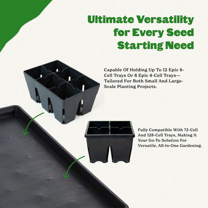 Epic Gardening Reusable Universal Bottom Tray - Epic 1020 Universal Bottom Tray - 10 Trays - Easy Watering Seed Starting Trays - Gardener Friendly Plant Trays for Seedlings | UV-Treated BPA-Free