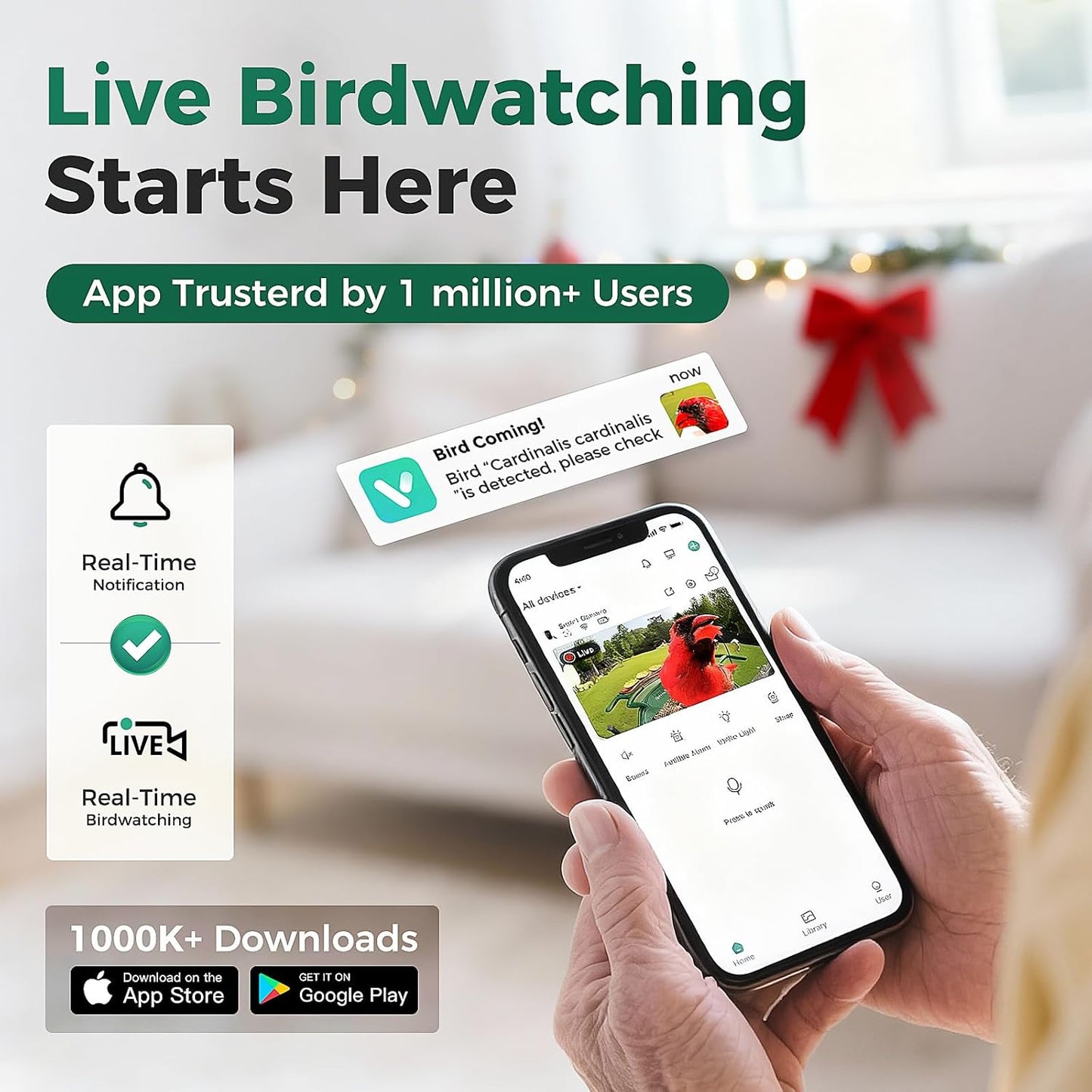 PerchMe® 2025 New AI Bird Feeder with Camera Solar Powered -2K HD Live View,Smart Bird House Camera Wireless Outdoor,DIY Add-ons,Pefect Birding Gift for Parents & Families