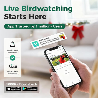 PerchMe® 2025 New AI Bird Feeder with Camera Solar Powered -2K HD Live View,Smart Bird House Camera Wireless Outdoor,DIY Add-ons,Pefect Birding Gift for Parents & Families