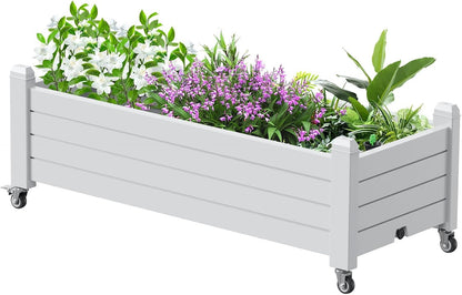 Elevated Raised Garden Bed with Legs,Outdoor Large Resin Patio Planter Box Stand Divisible with Drain Plug,Water Monitor for Plants Vegetables Flowers Fruits(Ashen)