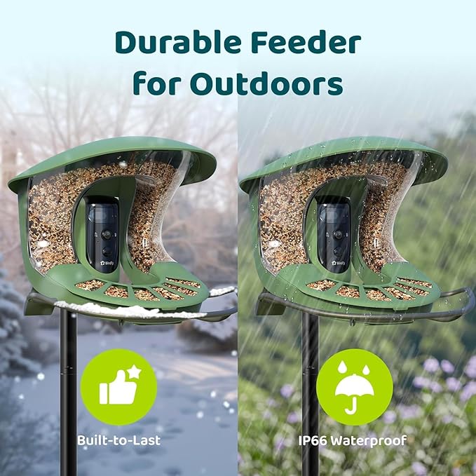 Birdfy 2 Smart Bird Feeder with Camera, AI Identifies Bird Species, 2K Dual-Lens + Side HD Camera for Live Streaming & Feeding View, Solar-Powered Backyard Birdwatching Gift Present