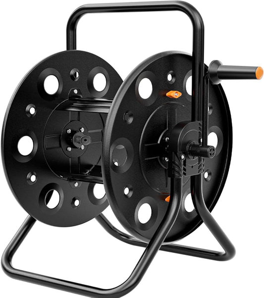 SPECILITE Metal Garden Hose Reel, Portable Outdoor Floor Stable Water Pipe Holder Freestanding, Holds 100-150 Ft of Hose Storage Capacity, UV Resistance, Hose Winder for Outside, Irrigation, Cleaning