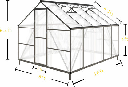 8x10 FT Greenhouse for Outdoors,Green House for Outside,Dark Gray