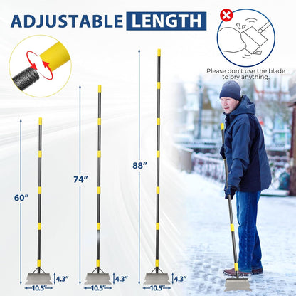 Multifunctional Flat Scraper, 88" Long Handle Manual Weeder, Heavy Duty Metal Floor Scraper Ice Chopper Snow Shovel Spade Garden Tool for Scraping, Ice Remove, Digging, Weeding, Lawn Edging