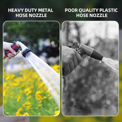 Garden Hose Sprayer Nozzle, Heavy Duty Water Hose Nozzle with 7 Spray Patterns, High Pressure Garden Sprayer with Adjustable Button & Lockable Trigger for Watering Plants & Lawns, Washing Cars, Pets