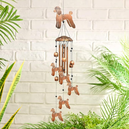 Poodle Wind Chimes for Outside, Metal Windchimes Outdoors Birthday Gifts for Women Memorial Sympathy Wind Chimes for Patio Garden Yard