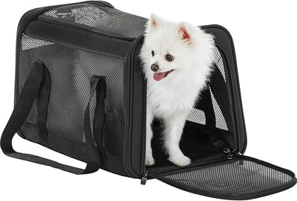 Petsfit Cat Carrier Dog Carrier, Large Capacity Lightweight Soft-Sided Pet Carrier for Travel, with Adjustable Shoulder Strap, Auto Locking Zipper Head and Washable Fleece Pad