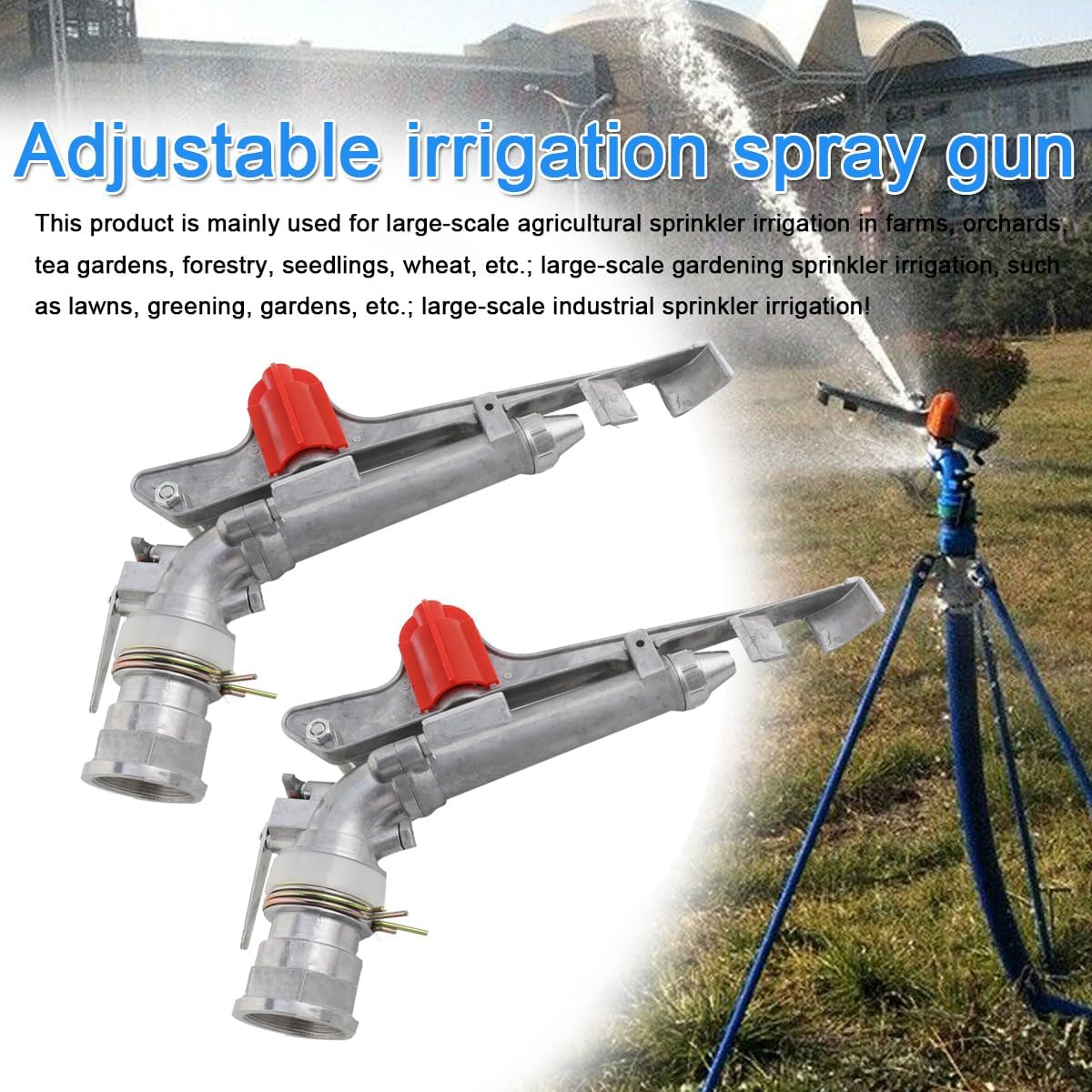 1.5‘’ Agriculture Farm Irrigation Sprinkler Lawn Sprinkler Irrigation Spray Gun Large-Area Watering Spray 360° Rotary Farm Lawn Garden Irrigation 2Pcs(1.5inch)