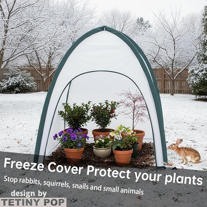2pcs Quick Open Plant Covers Freeze Protection Portable Small Cover for Garden Flower and Flowerpot Cold Frost for Winter Frost Snow Storm Protect from Birds, Pests (Non-Woven(28" L x 28" W x 32" H))
