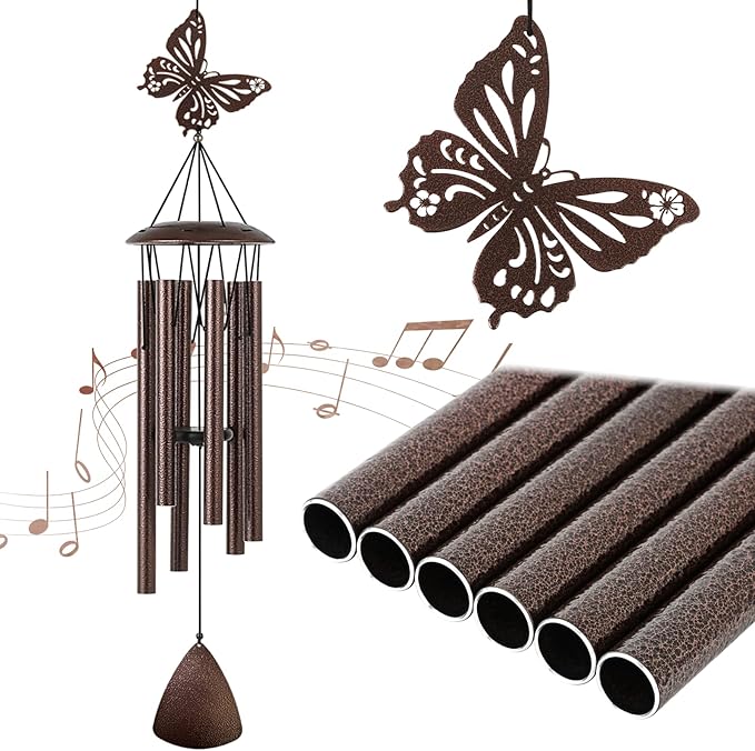 Wind Chimes Outdoor, 37" Butterfly Wind Chimes for Outside Garden Patio Yard Decor, Deep Tone Windchimes for Mom Women Grandma Wife, Gifts for Christmas, Mother's Day, Birthday