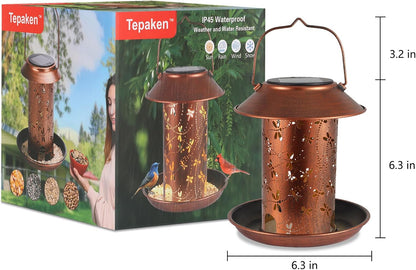 Bird Feeders for Outdoors Dragonfly Solar Lanterns Outdoor Waterproof Garden Decor Birthdays for Women Mom Grandma Metal Solar Decoration Outside LED Lanterns for Yard, Patio
