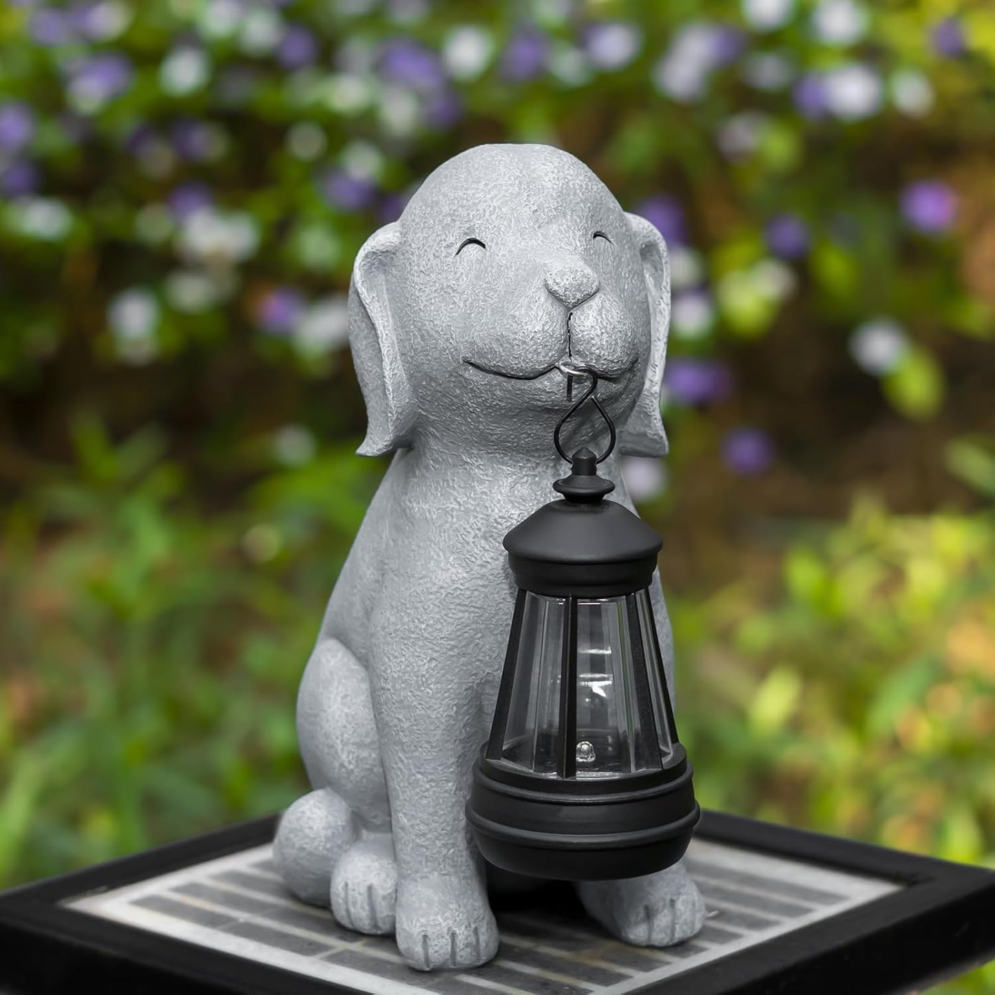 Solar Dog Garden Statues, Outside Decor with Solar Lights, Birthday Gifts for Grandma Mom Women, Garden Decorations & Dog Ornaments for Patio, Yard, and Housewarming Gifts