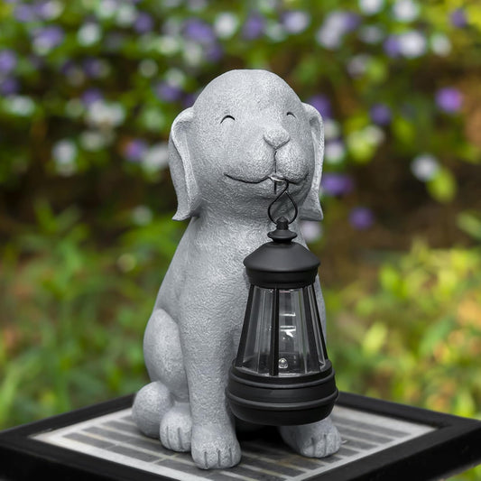 Solar Dog Garden Statues, Outside Decor with Solar Lights, Birthday Gifts for Grandma Mom Women, Garden Decorations & Dog Ornaments for Patio, Yard, and Housewarming Gifts