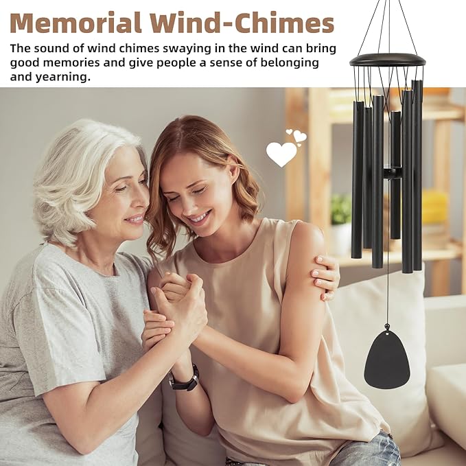 Aluminium Wind Chimes 26 Inches to Create a Zen Atmosphere Suitable for Outdoor, Garden, Patio Decoration. Classic Black Wind Chimes with Wind Catcher Suitable as A Gift for Unisex