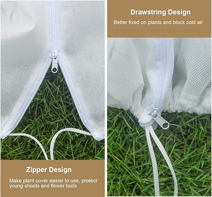 Plant Covers Freeze Protection – 50" × 75" Reusable Plant Protector Bag with Drawstring and Zipper for Plants Trees Shrub, Frost Jacket Warm Blanket for Freeze Frost Protection Season Extension