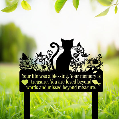Grave Markers Cat, Metal Cats Metal Memorial Garden Stake, Pets Waterproof Grave Stakes Plaque, Pet Headstone Garden Memorial Graves, Metal Cat Garden Decor 12"
