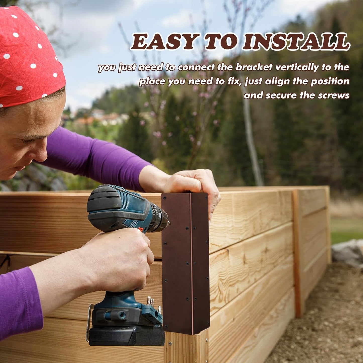 8 Packs Planter Raised Beds Corner Brackets 11 in Metal L Brackets with Screws Brown Angle Corner Bracket Connectors for Plants 11" x 3" x 3" for Wood Flower Box Angle Brace, Brown