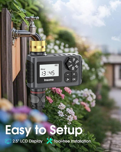 Water Timer for Outdoor Garden Hose, Hose Timer with Rain Delay/Manual Mode, Automatic Drip Irrigation Controller System for Lawn Yard Garden Watering