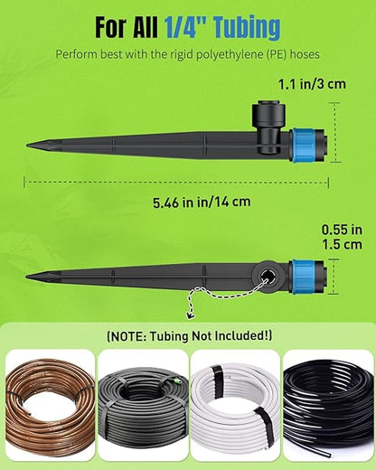 Pawfly 30 Pcs Push-to-Fit Drip Irrigation Emitters with Adjustable 360 Degree Water Flow Irrigation Drippers Drip Emitters Sprinklers with Stake Drip Irrigation System Parts for 1/4 Inch Tubing