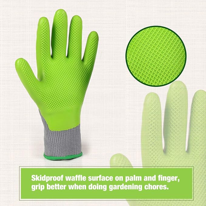 WORKPRO 6 Pairs Garden Gloves, Work Glove with Eco Latex Palm Coated, Gardening Glove, Working Gloves for Weeding, Digging, Raking, and Pruning (Large)