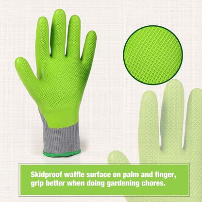 WORKPRO 6 Pairs Garden Gloves, Work Glove with Eco Latex Palm Coated, Gardening Glove, Working Gloves for Weeding, Digging, Raking, and Pruning (Large)