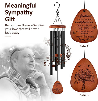 Memorial Gifts for Loss of Brother,Memorial Wind Chimes 25'', Loss of Brother Sympathy Gifts, Home Decor Outdoor Garden, Soothing Melodic Tones with Mute Option