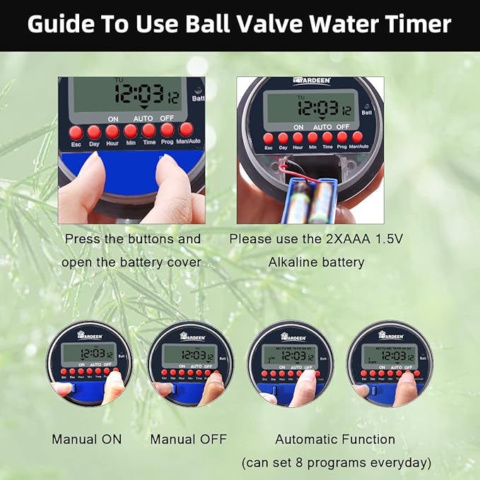 Electronic Water Timer Garden Irrigation Controller Digital Intelligence Watering System LCD Waterproof, No Water Pressure Required