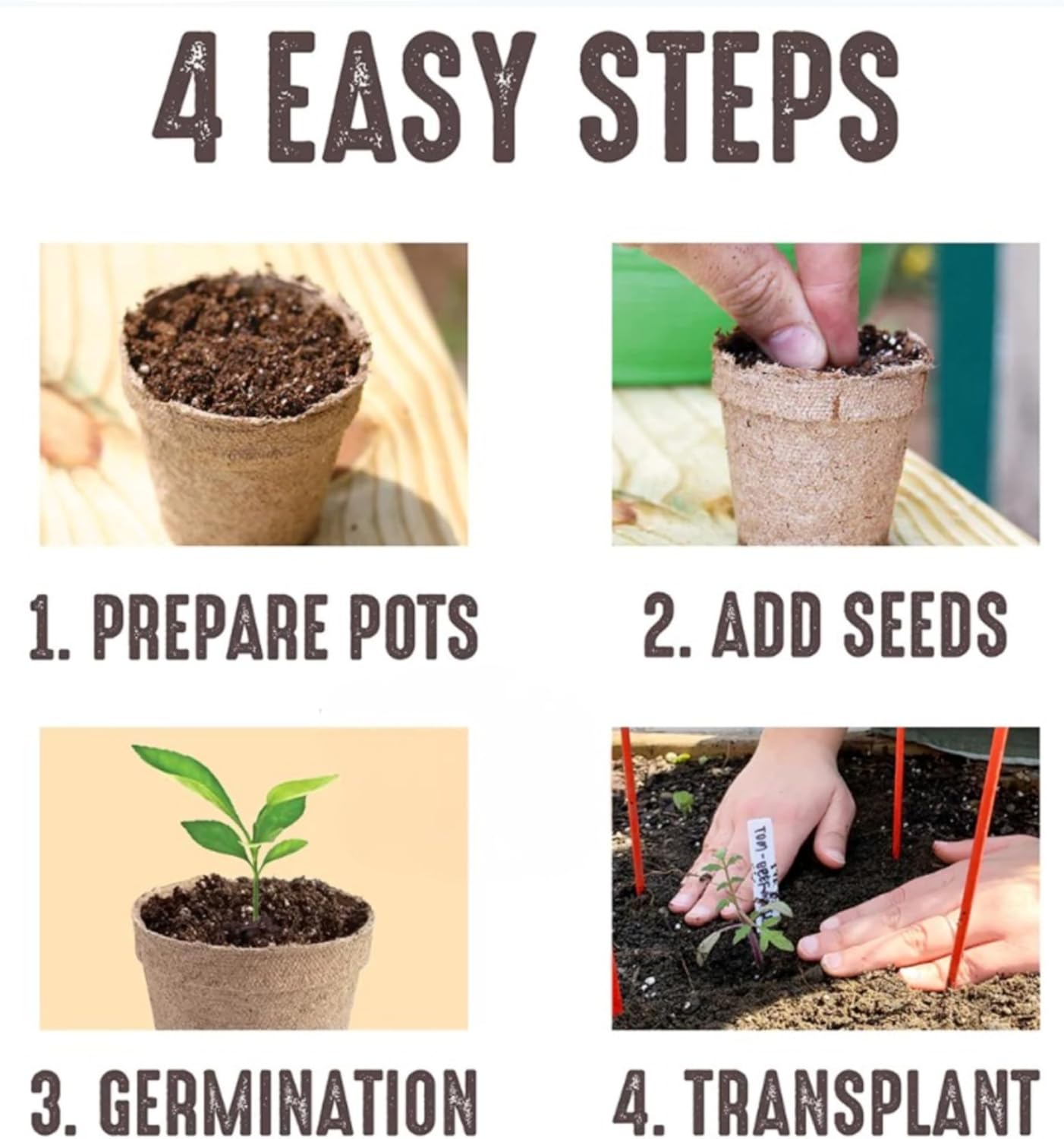 Jiffy Organic Seed Starting 5" Biodegradable Peat Pots (24 Pots)