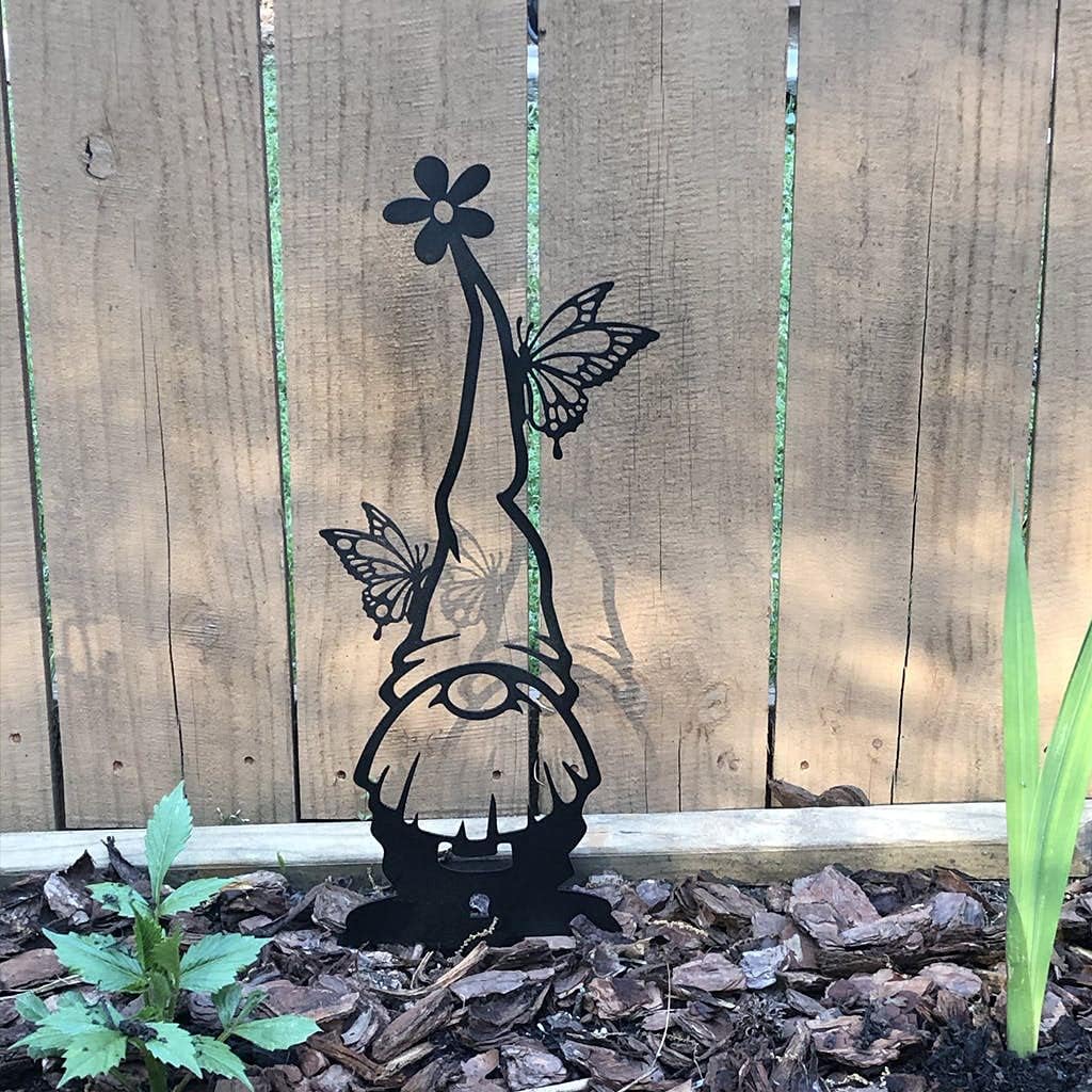 RealSteel Metal Garden Gnomes Outdoor – Steel 4 Pack Lawn Ornaments & Statues, Funny Yard Decor, Weatherproof Garden Decoration, Gift for Gardeners