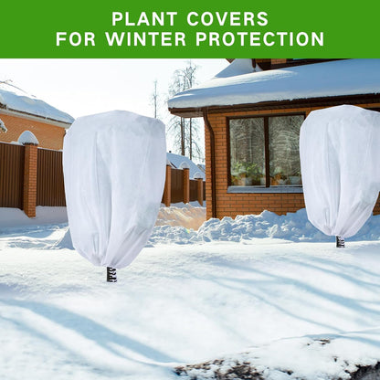 2-Pack Plant Covers Freeze Protection 42" x 45" 2.2 oz, Frost Cloth Plants Jacket Drawstring Tree Cover for Outdoor Plants, Shrub Potted Plants Winter