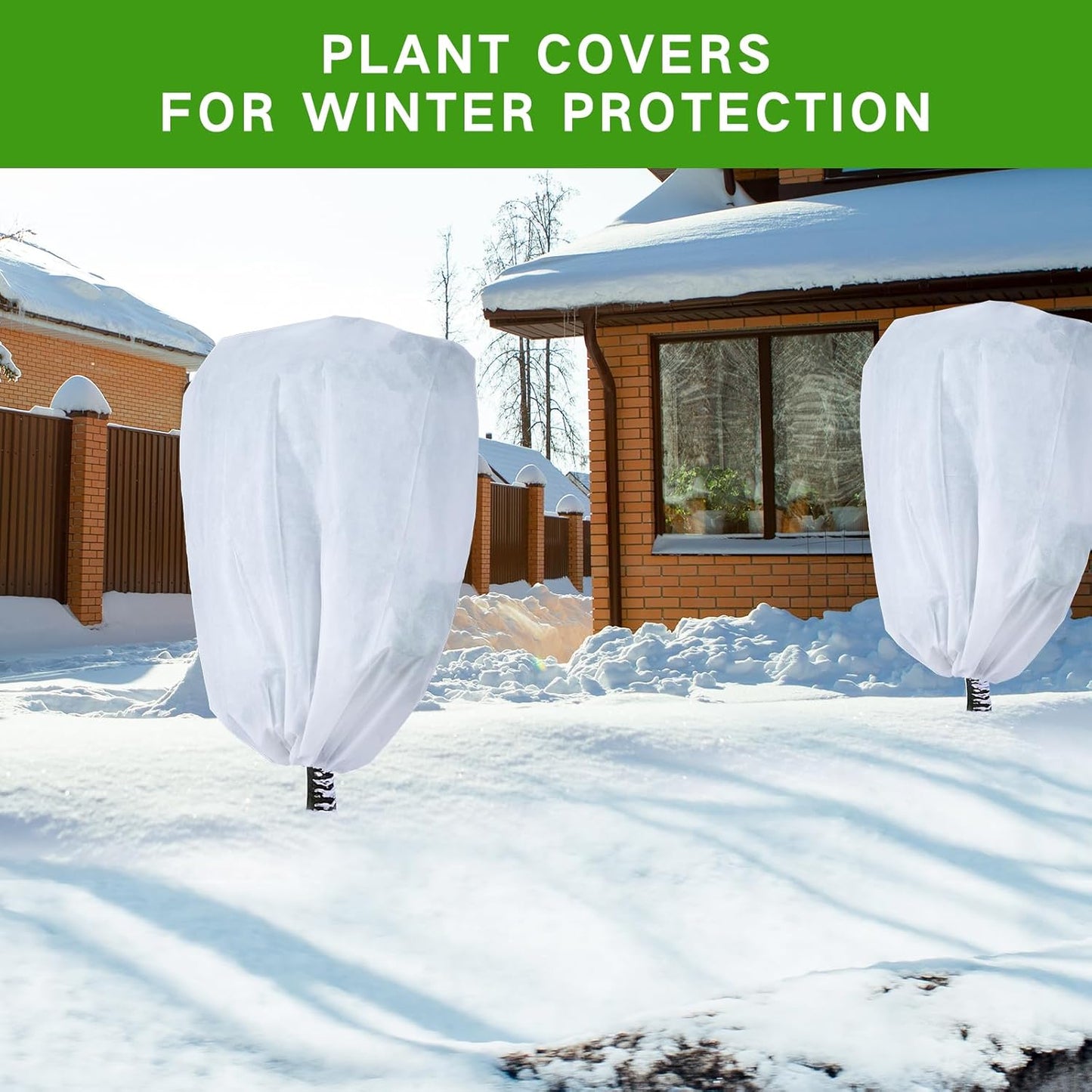 Plant Covers Freeze Protection 78" x 89" 2.2 oz, Large Size Bag Frost Cloth Plants Jacket Drawstring and Zipper Tree Cover for Outdoor Plants, Shrub Potted Plants Winter (1 PCS)