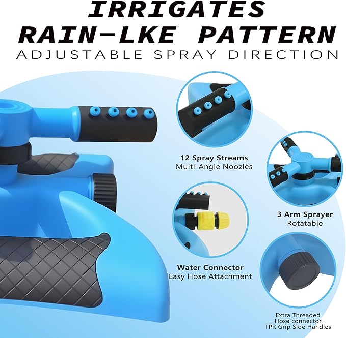 Sprinkler for Yard Rotary Garden Sprinkler, Large Coverage Lawn Watering System for Yards（Suitable for DN: 1/2 inch Pipes）