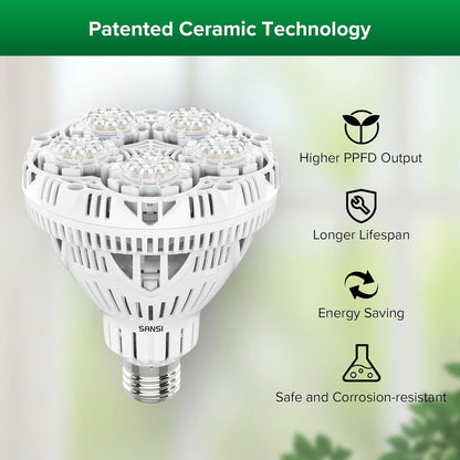 SANSI Grow Lights for Indoor Plants, 4 Dimmable Levels 30W Full Spectrum Plant Lights for Indoor Growing, Tripod Stand Adjustable 30"-55" Plant Grow Light with Remote Control Auto Timer