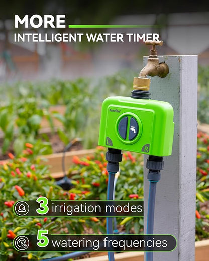 RAINPOINT WiFi Water Timer for Garden Hose, Brass Inlet 2 Zone WiFi Sprinkler Controller, Smart Hose Timer Valve, Automatic Drip Irrigation System/Rain Delay for Garden/Lawn/Yard (No Gateway)