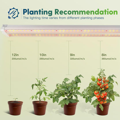 FREELICHT 6 Pack 4ft LED Grow Light, 60W (350W Equivalent), Sunlike Full Spectrum Integrated Plant Light for Hydroponic Indoor Plant Succulent Seedling Veg and Flower, Plug in with On/Off Switch