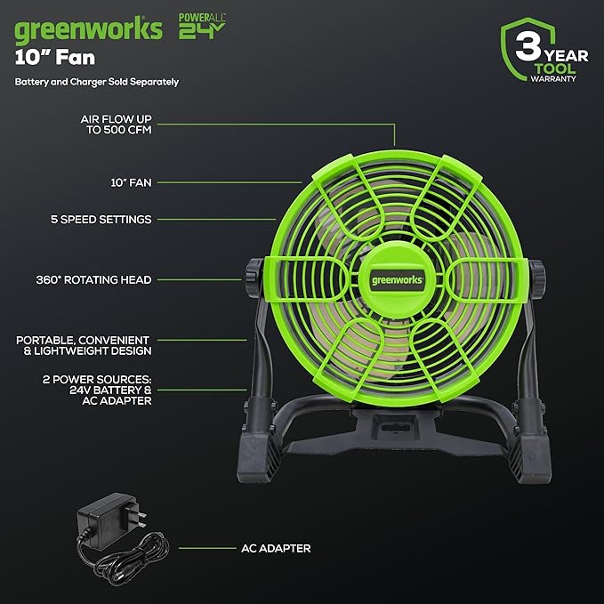 Greenworks 48V (2x24V) Lawn Mower Combo Kit with 20" Steel Deck, 12" String Trimmer, 320 CFM Blower, 10" Fan (500 CFM) – All-in-One Cordless Combo: Ideal for Home Yard Work & Indoor Cleaning