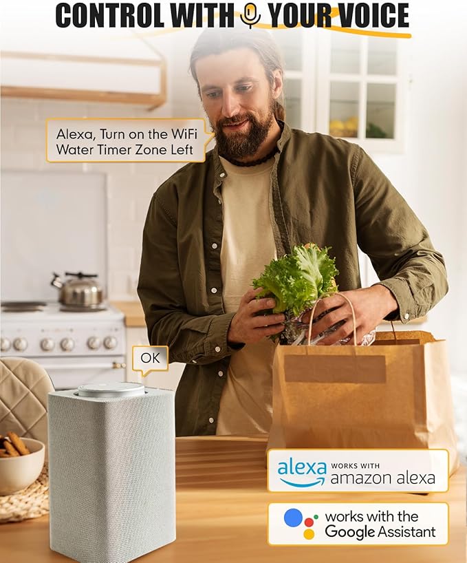 RAINPOINT WiFi Water Timer, Brass Inlet & Outlet,No WiFi Hub, 2.4Ghz WiFi Compatible, TWG004WRF Hub (Lot >202108)