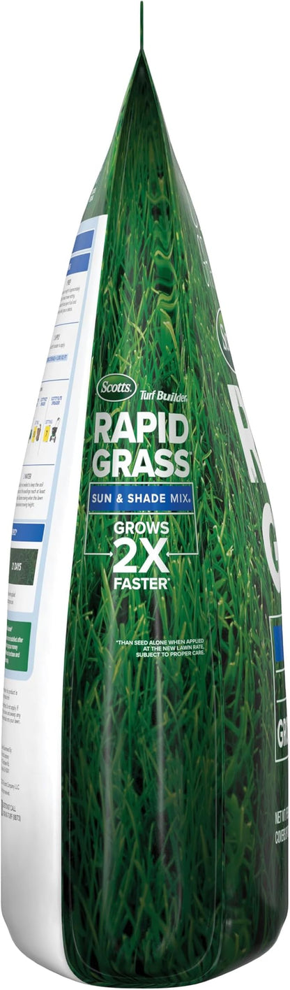 Scotts Turf Builder Rapid Grass Sun and Shade Mix, Grass Seed with Fertilizer for Full, Green Grass in Just Weeks, 10 lbs.