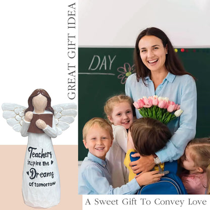 Teacher Appreciation Gifts, Thank You or Retirement Gifts for Women Teacher, Angel Hand-Painted Figurines Statue, 5.9 Inches Resin Doll Tabletop