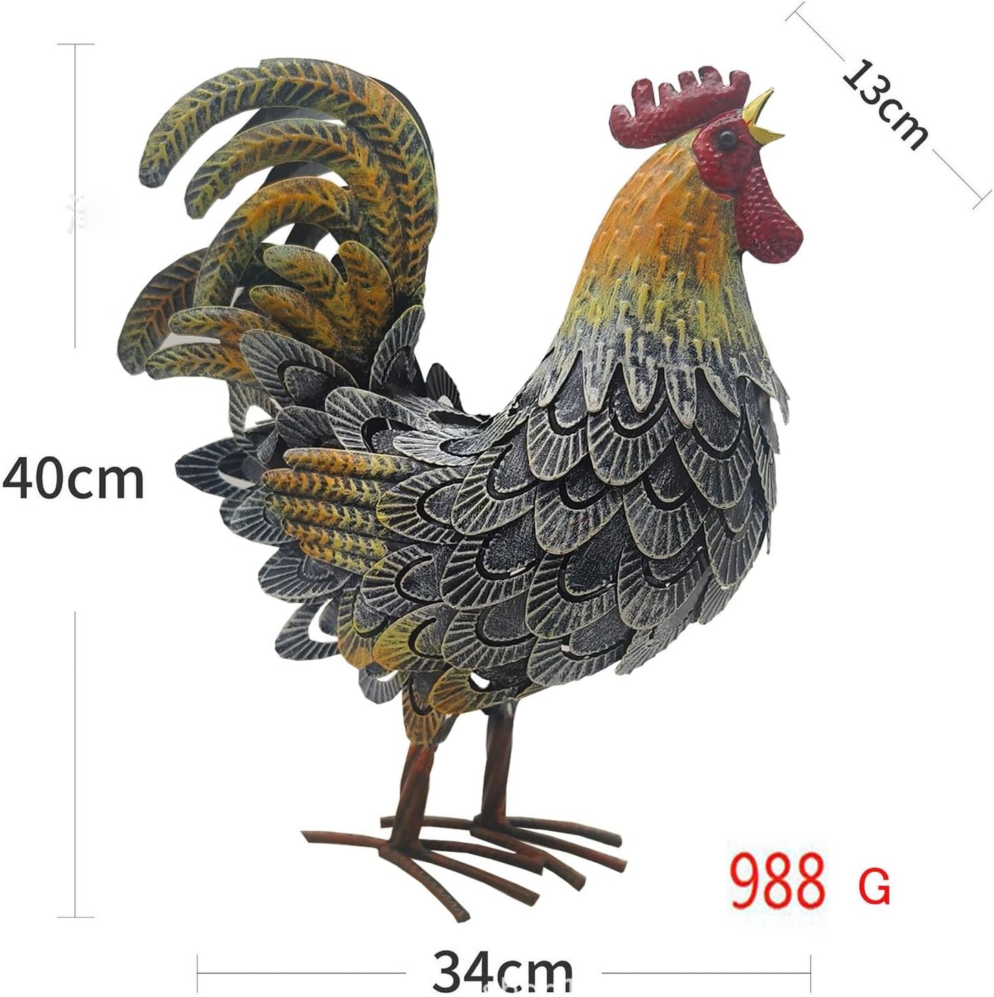 Metal Rooster Decor， Chicken Animal Yard Art Lawn Ornament Figurines Artwork for Outdoor, Patio,Backyard and Home Kitchen Decoration (Grey)