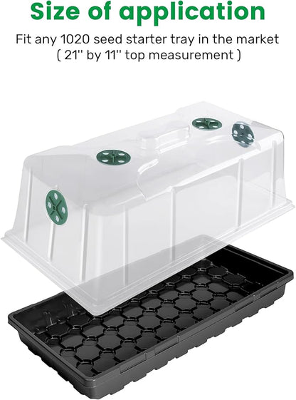 MIXC 10 Pack Humidity Dome 7" Tall Extra Strength, 1020 Growing Trays Cover, Propagation Seed Cloning Lid Vented for 10 x 20 Inch Flat Tray and Seed Starting Germination
